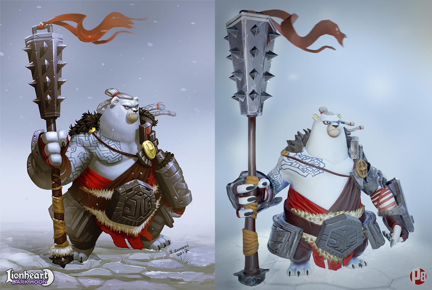 2D3D-front-3d-bear-white-warrior-game-character-pixelion8
